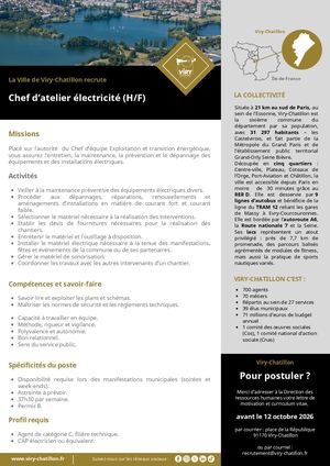 Annonce Chef atelier électricité