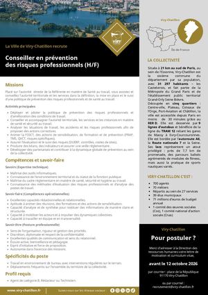 Annonce Conseiller prévention risques professionnels