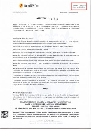 Fichier Parution Des Arrêtés 26 531 à 26 536 Du 17 09 2026