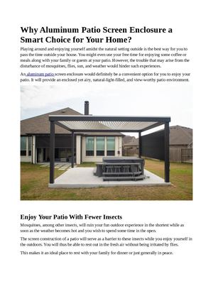 Why Choose Aluminum Screen Patio Enclosures For Your Home?
