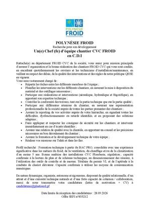 Chef D'équipe Chantier Cvc Froid V1 15 09 2026