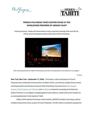 French Polynesia Takes Center Stage At The Worldwide Premiere Of Hidden Tahiti