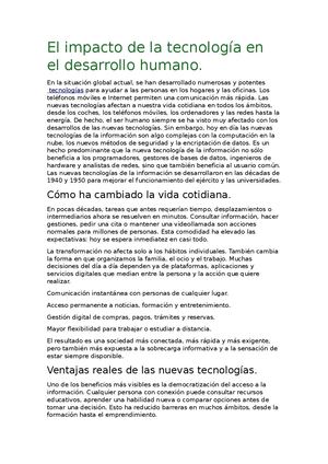 El Impacto De La Tecnología En El Desarrollo Humano