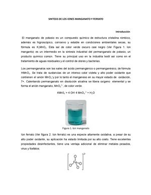 Practica No 1 Sintesis De Los Iones Manganato Y Ferrato