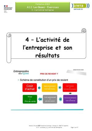 L'activité De L'entreprise