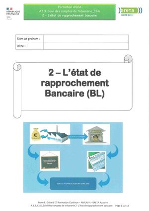 L'état de rapprochement bancaire