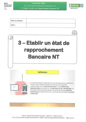 L'état de rapprochement bancaire