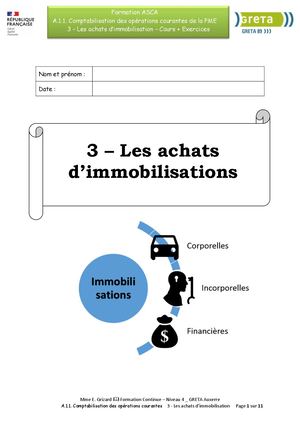 Achats Immobilisations