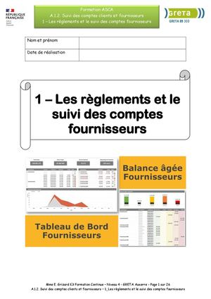 Règlements fournisseurs