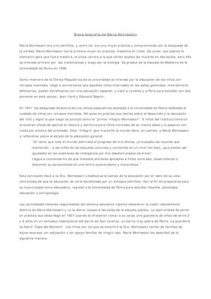 Biografia De Maria Montessori