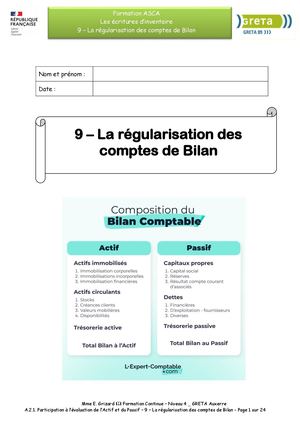 La régularisation des comptes