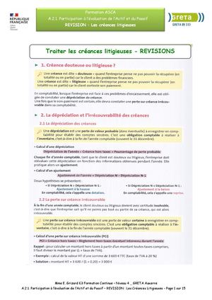 Les créances litigieuses
