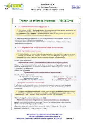 Les dépréciations clients