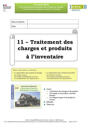 Traitement Des Charges Et Produits à l'inventaire