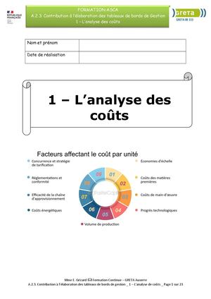Analyse des coûts