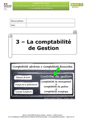La comptabilité de gestion
