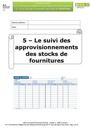 Les approvisionnements