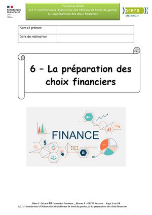 Les choix financiers