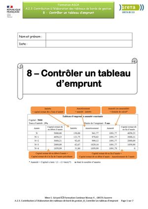 Tableau d'emprunt