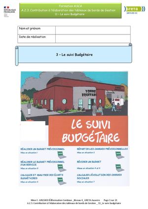 Le suivi budgétaire