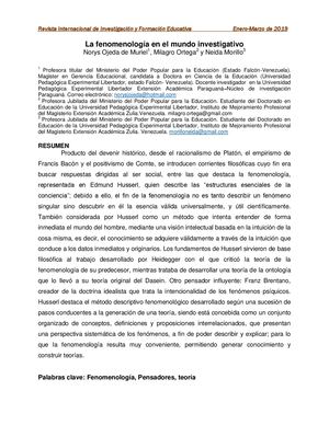6 La Fenomenología En El Mundo Investigativo