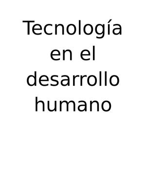 Tecnología En El Desarrollo Humano