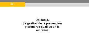 Unidad 3 - IPE I - La Gestión  de la Prevención