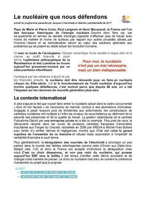 Le Nucléaire que nous défendons