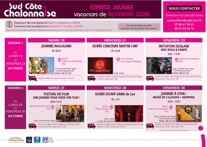 Programme VACANCES D'AUTOMNE Espace Jeunes