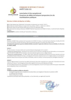 Arrêté 2026 125 Chasse Débit Boissons Fête Foraine