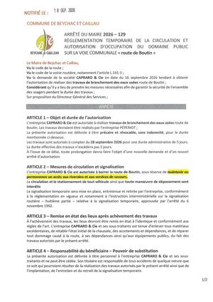 Arrêté 2026 129 Capraro Rte Boutin Ep