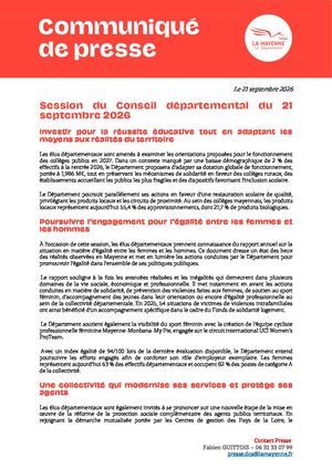 Communiqué De Presse Session 21 09 2026