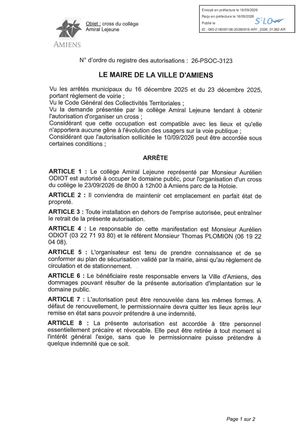AR1 2026 01382 - CROSS COLLEGE AMIRAL LEJEUNE Publiée Le 18 09 2026