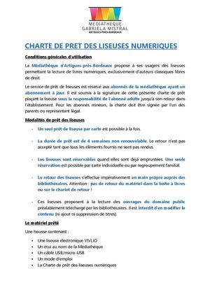 Charte Pret Liseuses Artigues