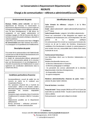 Annonce Chargée de communication