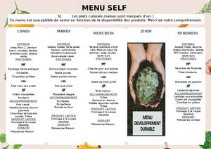 Menu Self Cfx S1 ÉTé