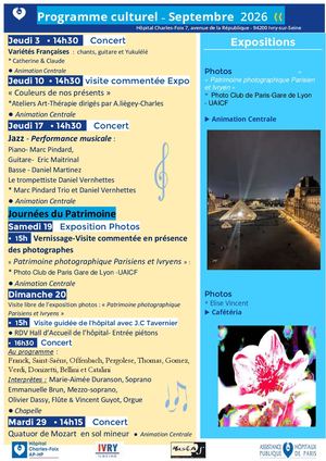 Programme Culturel Septembre 2026 Cfx