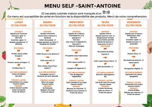 Menu Self Du 21 09 2026 Au 25 09 2026