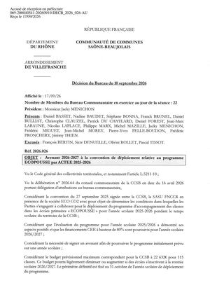 DECB 2026 026 TPN Décision Bureau Avenant Convention Déploiement ECOPOUSSE ACTEE