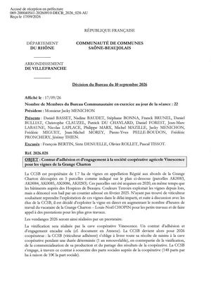 DECB 2026 028 TPN Décision Bureau Adhésion Engagement Vinescense Grange Charton