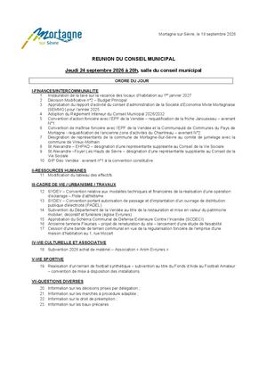CONVOCATION CONSEIL MUNICIPAL DU 24 SEPTEMBRE 2026