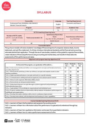 PARIS - Bachelor EN Financial Analysis