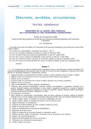 Prescription de produits de santé par les kinésithérapeutes