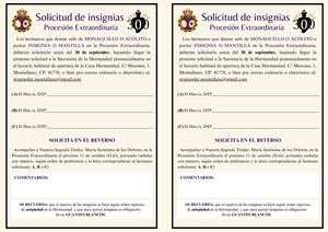 SOLICITUD DE INSIGNIA SALIDA EXTRAORDINARIA