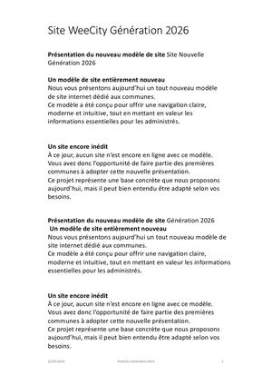 Wee City Generation2026 Modele A Pionniers2026