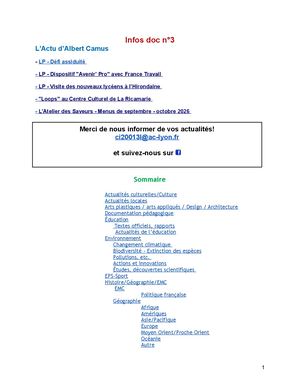 Infos Doc n°3 2026 2027