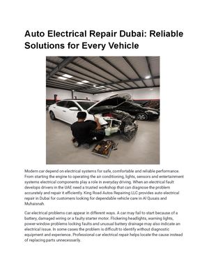 Auto Electrical Repair Dubai Reliable Solutions For Every Vehicle