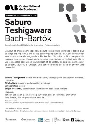 Programme Saburo Teshigawara dimanche 20 septembre 2026