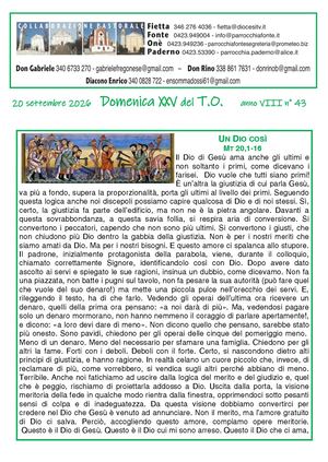 Avvisi Parrocchiali dal 20 AL 27 Settembre 2026 - 25ª Domenica Tempo Ordinario 2026