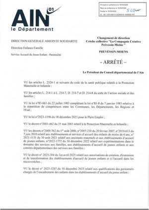 Changemen De Direction Crèche Collective La Compagnie Créative Prévessins Moens